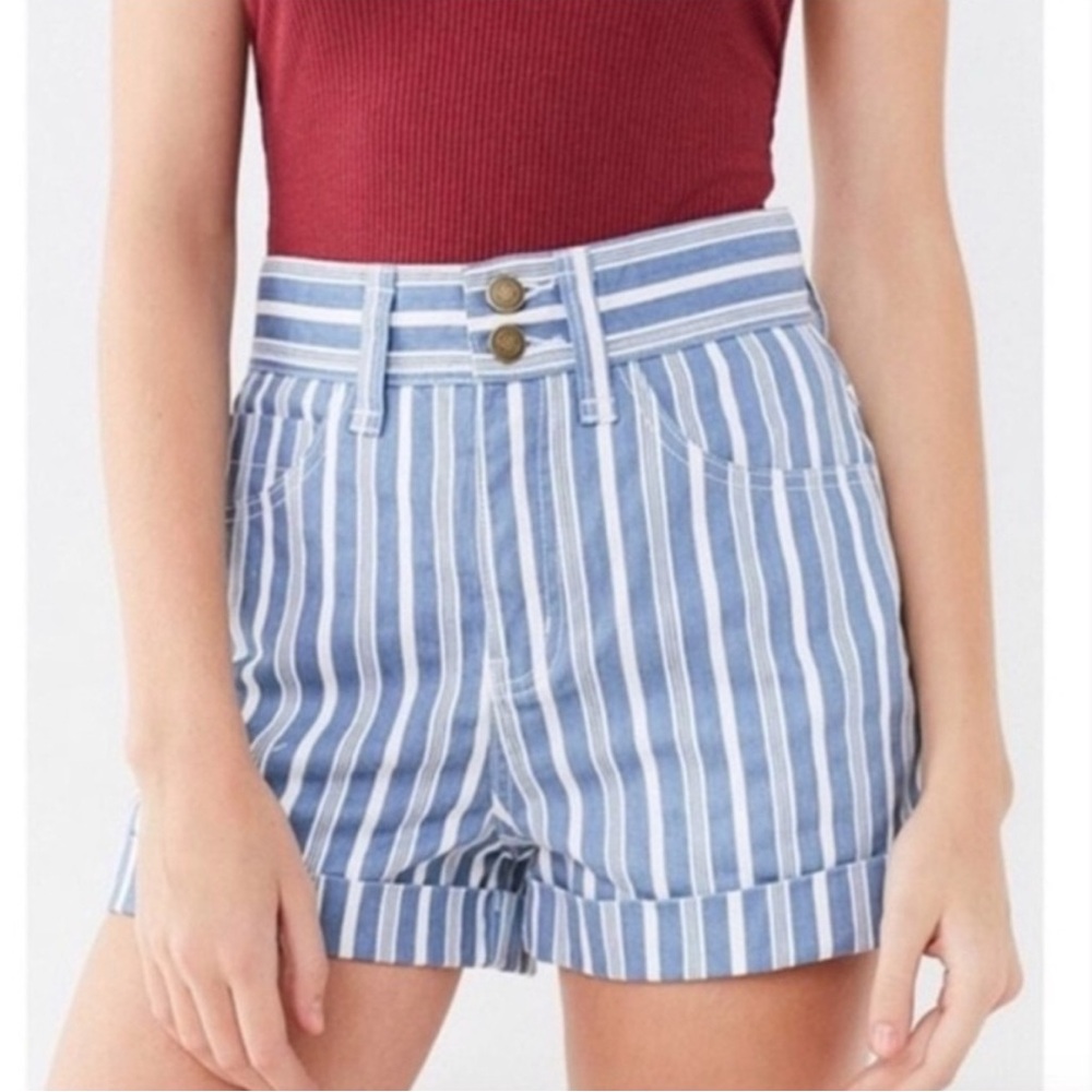 BDG High Waist Blue and White Striped Shorts